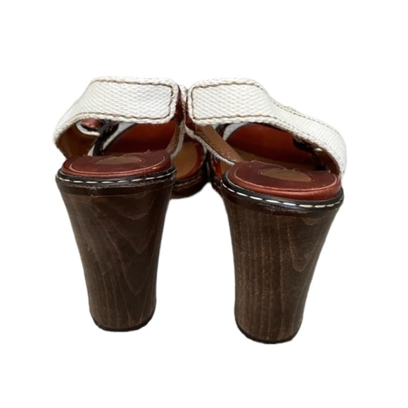 Chloé Brown Leather and White Canvas Stacked 4”Heels - Picture 7 of 7